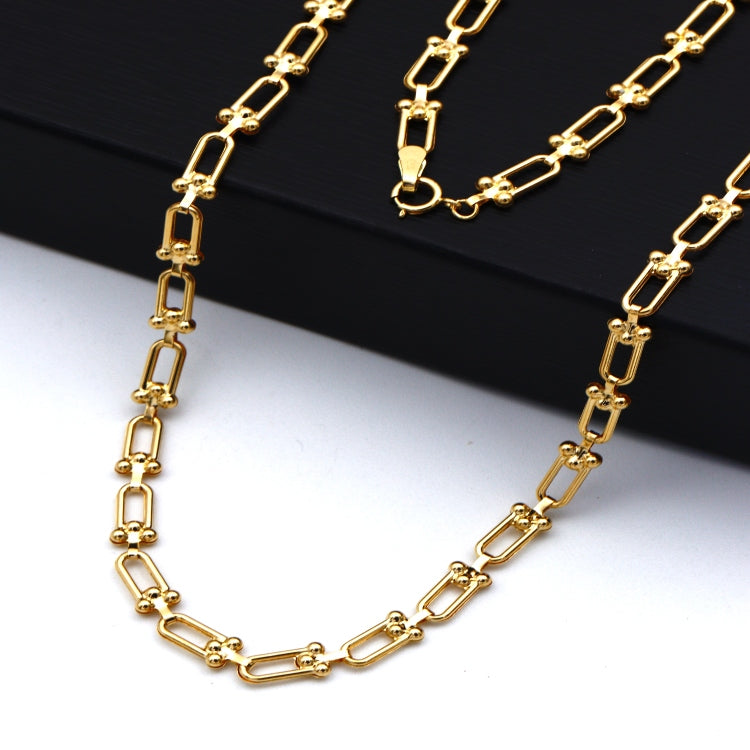 Real Gold GZTF Hardware Solid Textured Chain Necklace 4725 (45 C.M) CH1236