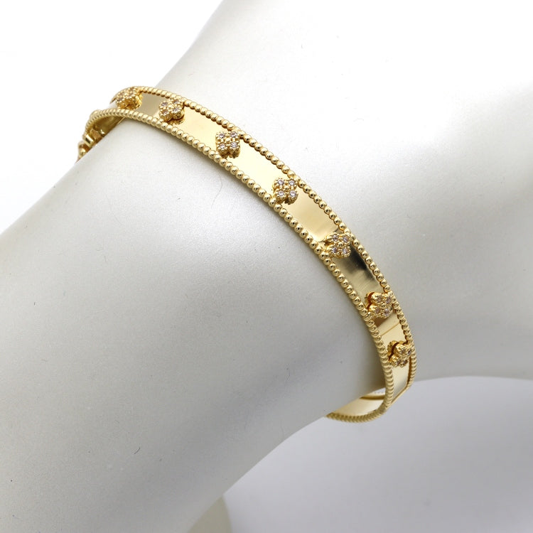 Real Gold GZVC Elegant Clover Stone Bangle 0381 - (SIZE 16) BA1500