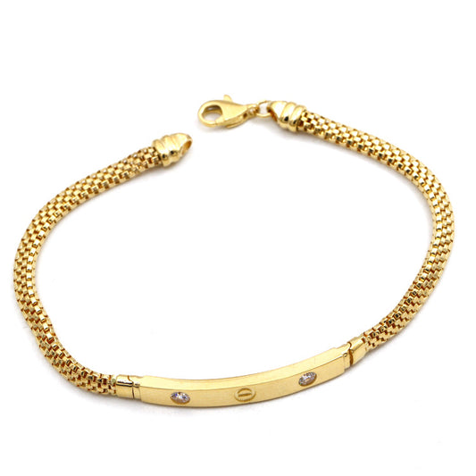 Real Gold Stone Plain Chain Thick Unisex Bracelet (17 C.M) - Model GZJCT4919 BR1751