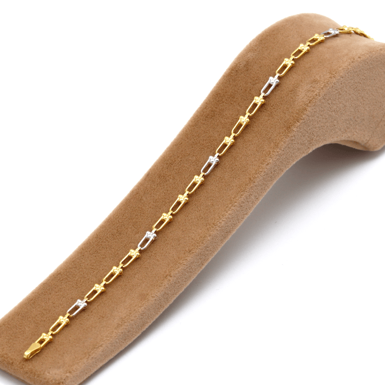 Real Gold GZTF 2 Color Hardware Solid Chain Bracelet YW-4566 (18 C.M) BR1710