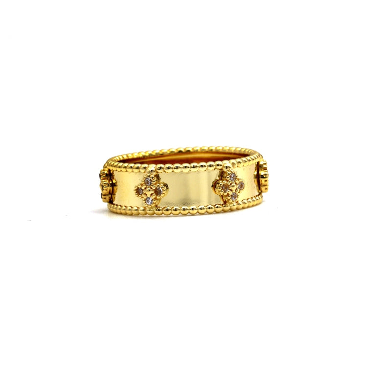 Real Gold GZVC Elegant Clover Stone Ring (Size 8) - Model 1643 R2575