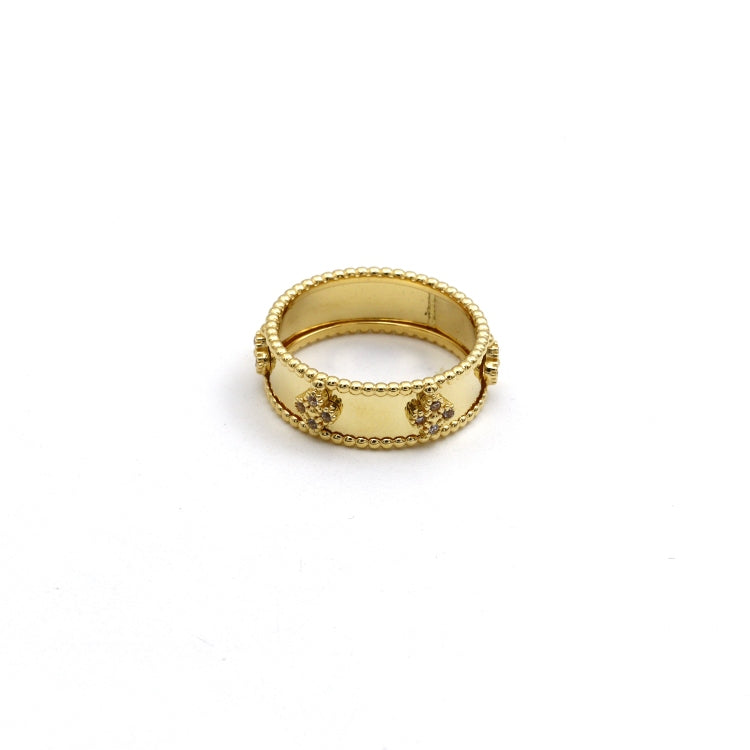 Real Gold GZVC Elegant Clover Stone Ring (Size 5) - Model 1643 R2577