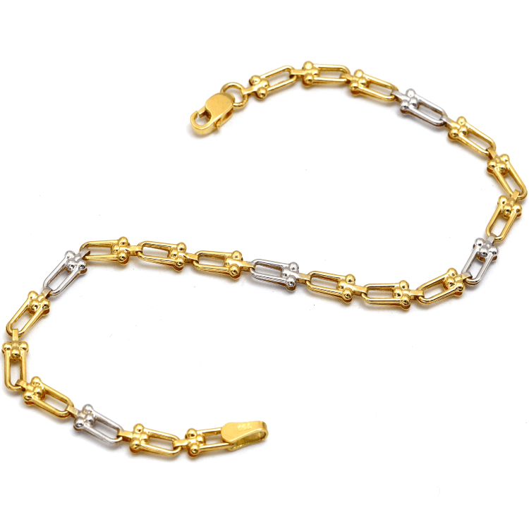 Real Gold GZTF 2 Color Hardware Solid Chain Bracelet YW-4566 (17 C.M) BR1712