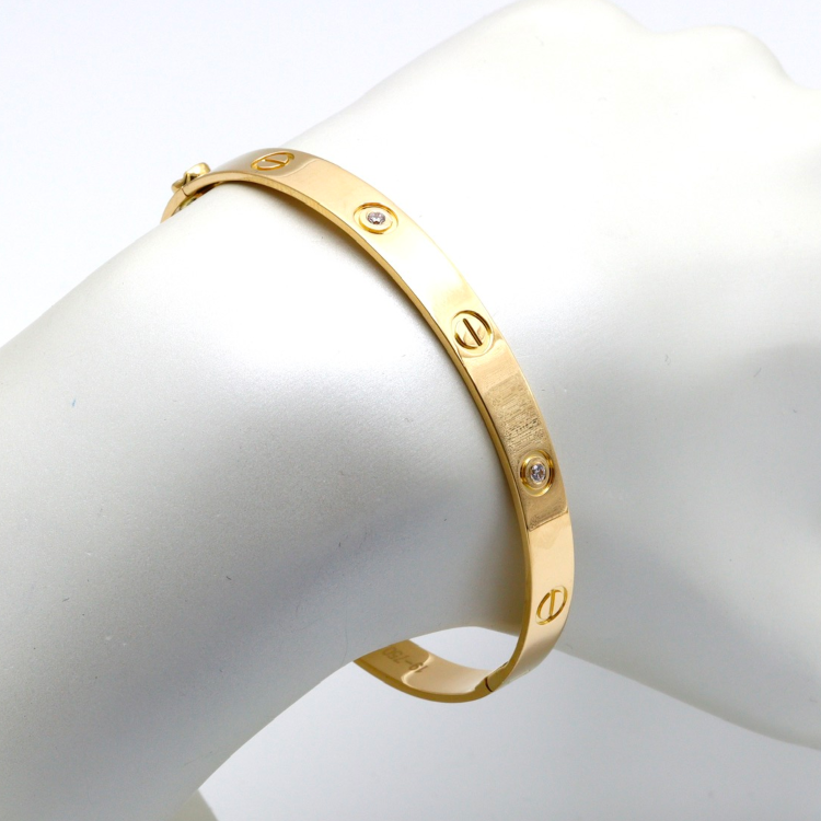 Real Gold GZCR Solid Screw Stone Bangle BLZ 0209/1 (SIZE 19) B BA1348