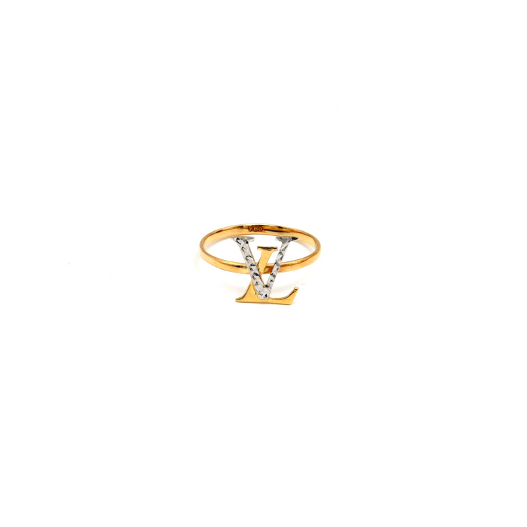 Real Gold GZLV 2 Color Texture Ring 0015-4YZ (SIZE 5.5) R2233
