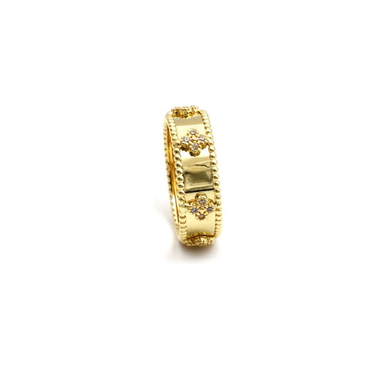 Real Gold Elegant Clover Stone Ring (Size 8.5) - Model GZJVN 1643 R2678