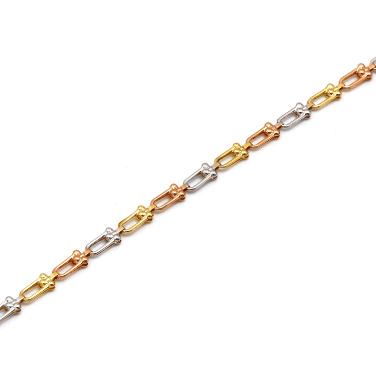 Real Gold GZTF 3 Color Hardware Solid Chain Bracelet TC-4566 (16 C.M) BR1719