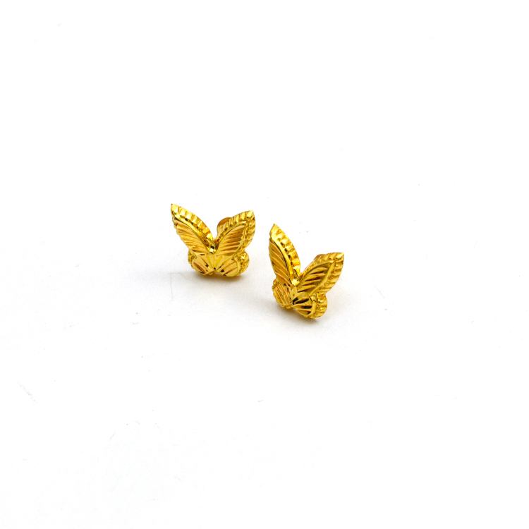 Real Gold GZVC Butterfly Studs with Long Screw Tops Perfect for Ear and Nose Piercings E1892