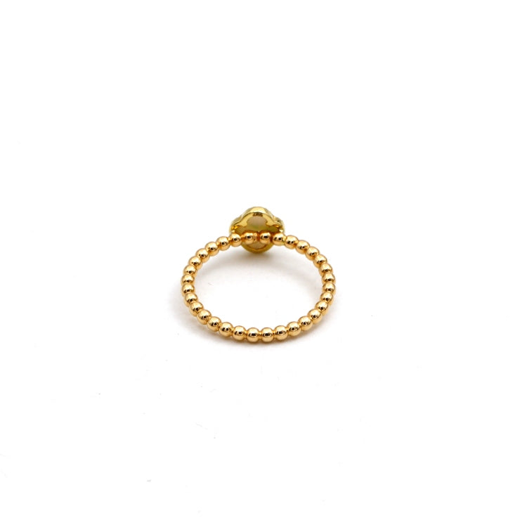 Real Gold Pearl Clover Ring GZJVN 0344/1YZ (Size 8) R2630