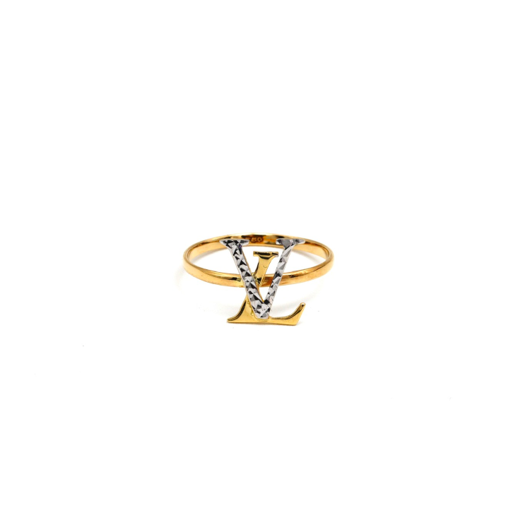 Real Gold GZLV 2 Color Texture Ring 0015-4YZ (SIZE 9) R2236