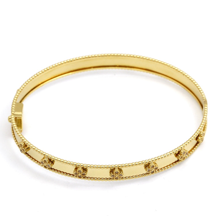 Real Gold GZVC Elegant Clover Stone Bangle 0381 - (SIZE 14) BA1497