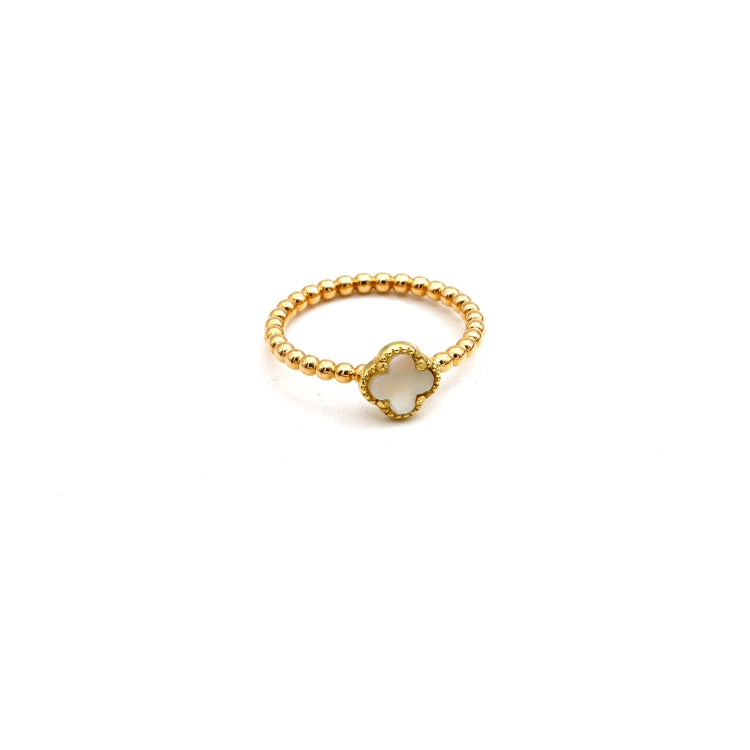 Real Gold Pearl Clover Ring GZJVN 0344/1YZ (Size 8) R2630