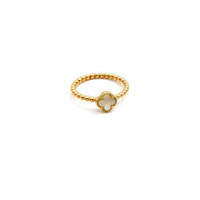 Real Gold Pearl Clover Ring GZJVN 0344/1YZ (Size 5) R2633