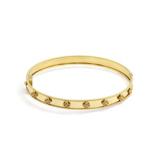 Real Gold GZVC Elegant Clover Stone Bangle 0381 - (SIZE 20) BA1504