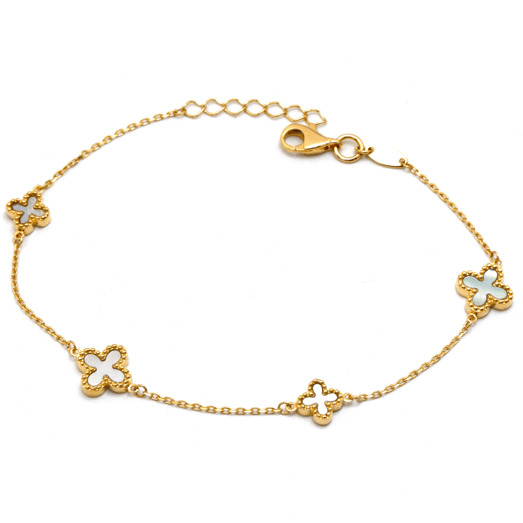 Real Gold 4 Clover Pearl White Bracelet - Model GZJVN0802 BR1763