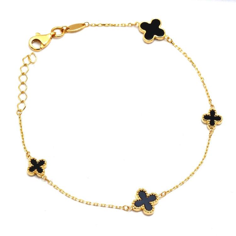 Real Gold 4 Clover Black Luxury Bracelet - Model GZJVN0802 BR1760