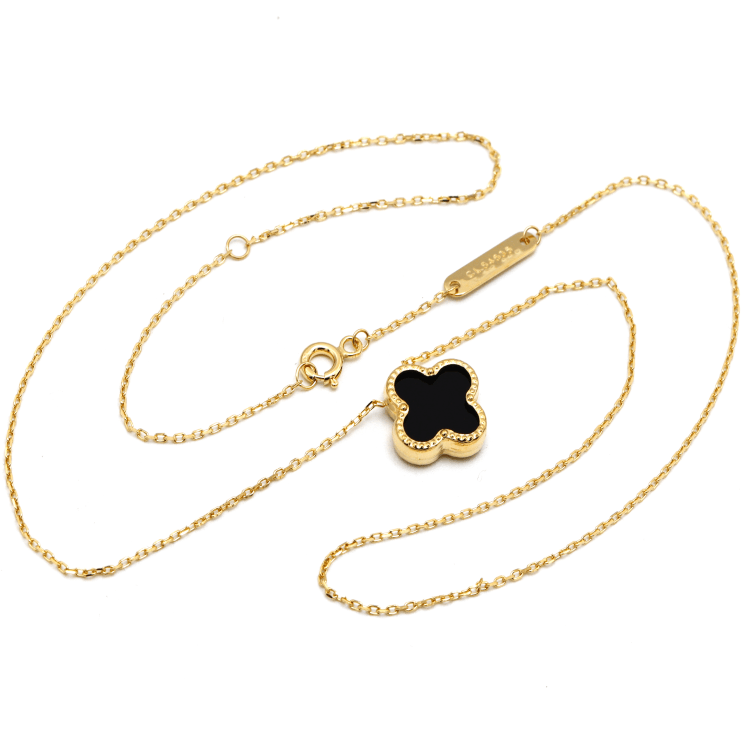 Real Gold Black Luxury Adjustable Size Necklace GZJVN0276-3 N1469