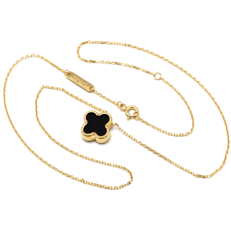 Real Gold Black Luxury Adjustable Size Necklace GZJVN0276-3 N1469