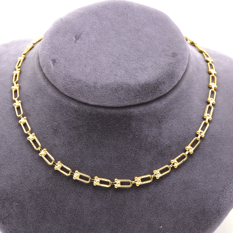 Real Gold GZTF Hardware Solid Textured Chain Necklace 4725 (40 C.M) CH1277