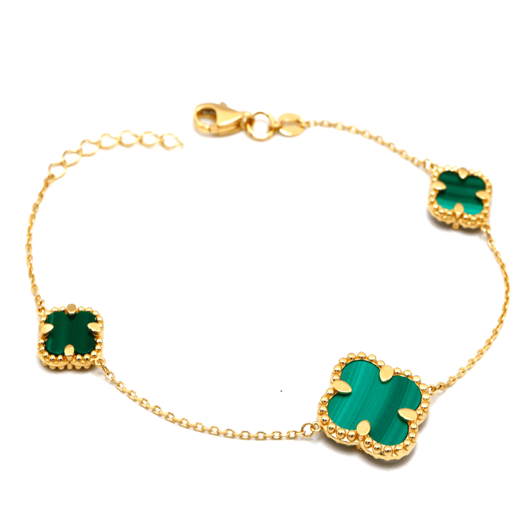 Real Gold 3 Clover Green Luxury Bracelet (19 C.M) - Model GZJVN1878 BR1756