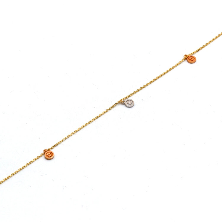 Real Gold GZCR 3-Color Roller Nail Dangler Charm Bracelet, Adjustable Size - Model 0613 BR1693