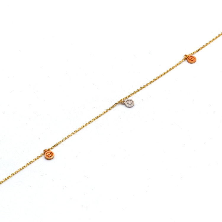 Real Gold GZCR 3-Color Roller Nail Dangler Charm Anklet, Adjustable Size - Model 0613 A1335