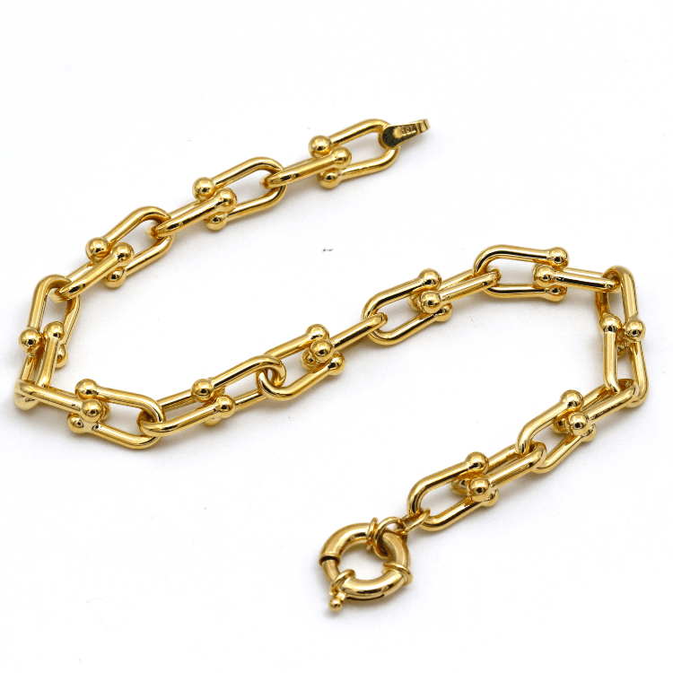 Real Gold GZTF Bold Chunky Solid Hardware Bracelet With Luxury Round Lock 4751 (17 C.M) BR1709