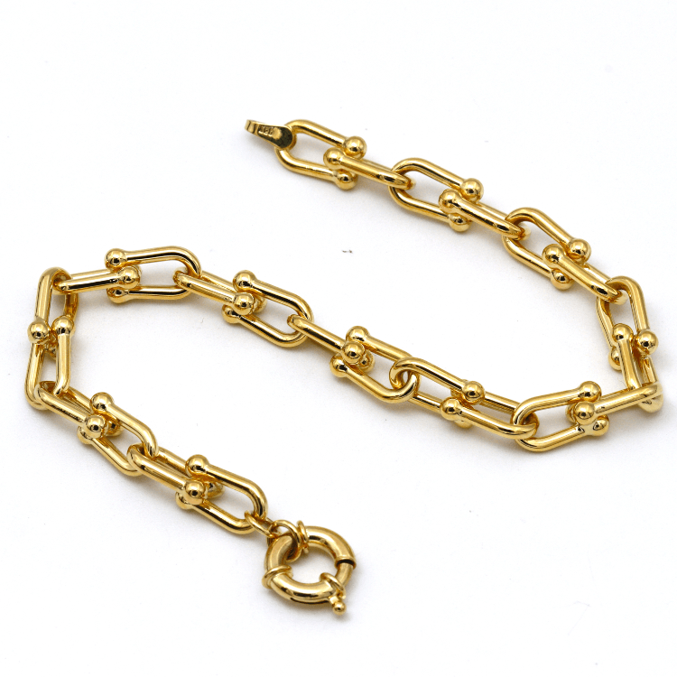 Real Gold GZTF Bold Chunky Solid Hardware Bracelet With Luxury Round Lock 4751 (17 C.M) BR1709