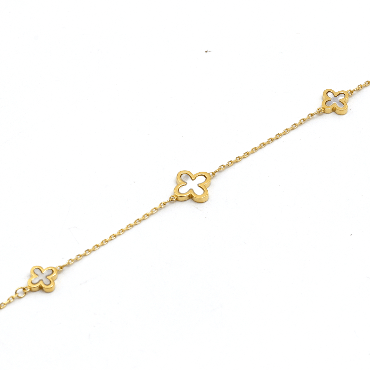 Real Gold 3 Plain Clover Adjustable Size Bracelet - Model GZJVN0599 BR1759