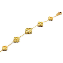 Real Gold Solid 5 Clover Adjustable Size Bracelet (15 + 2 = 17C.M) - Model 5VC GZJVN TBS-0732/1BL BR1882