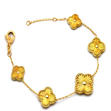 Real Gold Solid 5 Clover Adjustable Size Bracelet (15 + 2 = 17C.M) - Model 5VC GZJVN TBS-0732/1BL BR1882