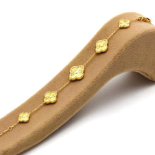Real Gold Solid 5 Clover Adjustable Size Bracelet (15 + 2 = 17C.M) - Model 5VC GZJVN TBS-0732/1BL BR1882