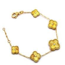 Real Gold Solid 5 Clover Adjustable Size Bracelet (16 + 2 = 18C.M) - Model 5VC GZJVN TBS-0732/1BL BR1881