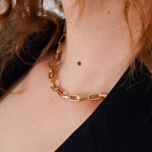 Real Gold Thick Link Paper Clip Solid Chain Necklace CVB498 CH1147