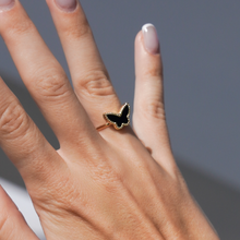 Real Gold GZVC Butterfly Black Ring 0115-1YZ (SIZE 7.5) R2370