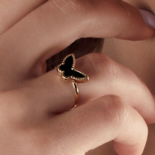 Real Gold GZVC Butterfly Black Ring 0115-1YZ (SIZE 7.5) R2370