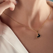 Real Gold GZVC Butterfly Black Pearl Pendant With Hollow Rolo Chain 5724 0115 CWP 1865