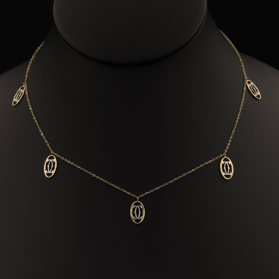 Real Gold CH 2 Color Dangler Necklace - 18K Gold Jewelry