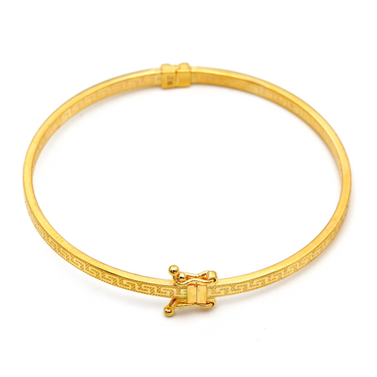 Real Gold Maze Hoop Round Bangle 1658 (Size 10) BA1281