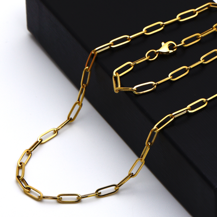 Real Gold Solid Link Chain Necklace 1425 (45 C.M) CH1114