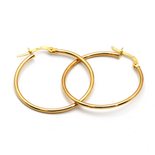 Real Gold Round Plain Loop Earring Set ( 2.4 cm ) 5501/2 E1770