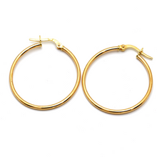 Real Gold Round Plain Loop Earring Set ( 2.4 cm ) 5501/2 E1770
