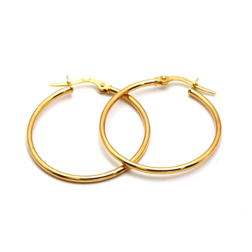 Real Gold Round Plain Loop Earring Set ( 2.4 cm ) 5501/2 E1770