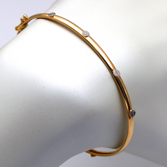 Real Gold 2 Color GZCR Embossed Screw Bangle 0083 (SIZE 20) BA1446