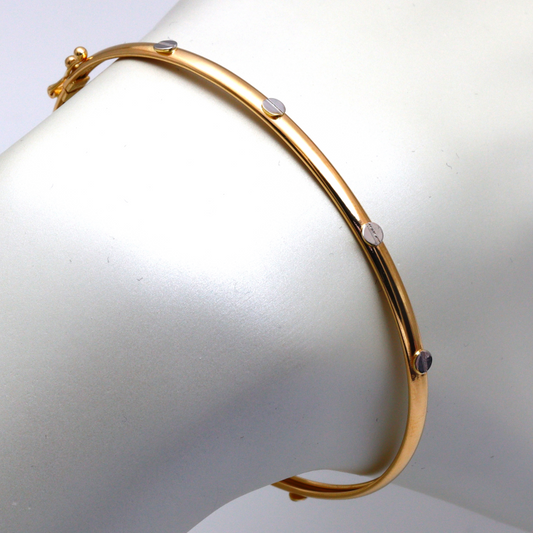 Real Gold 2 Color GZCR Embossed Screw Bangle 0083 (SIZE 18) BA1292