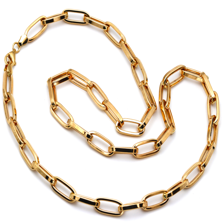 Real Gold Thick Link Paper Clip Solid Chain Necklace CVB498 CH1147