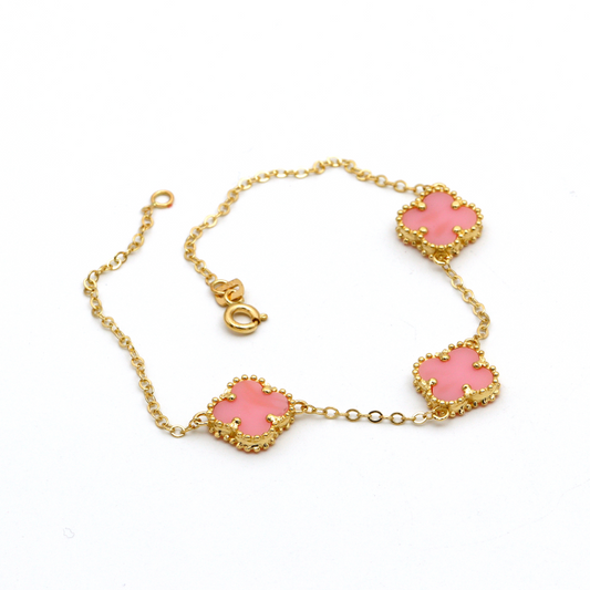 Real Gold 3 VC Pink M Bracelet BR1208 - 18K Gold Jewelry