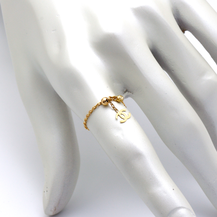 Real Gold GZCH Drop chain Adjustable Size Ring 0339/4YZ (Size 3 to 8.5) R1979