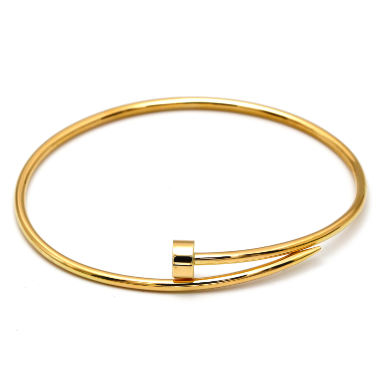 Real Gold GZCR Thin Plain Nail Bangle 0086 (Size 14) BA1296