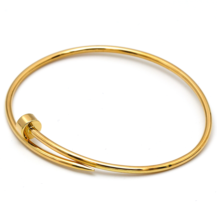 Real Gold GZCR Thin Plain Nail Bangle 0086 (Size 14) BA1296